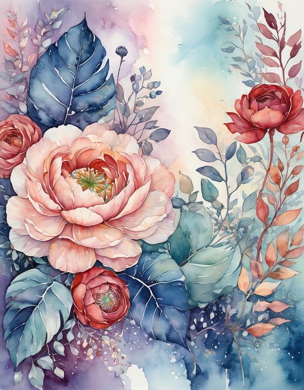 Ranunculus Tomato Red Digital Paper: 14 Printable Pages - Watercolor Scrapbook Paper - Commercial Use — image 6