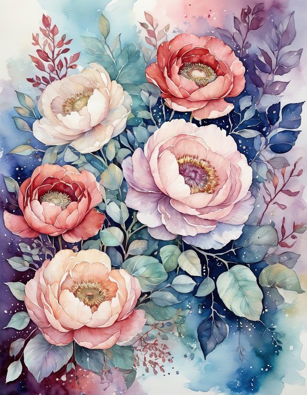 Ranunculus Tomato Red Digital Paper: 14 Printable Pages - Watercolor Scrapbook Paper - Commercial Use — image 8