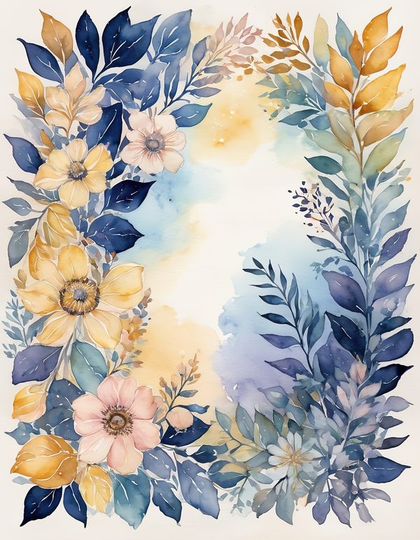 Stock Flower Navy Blue Digital Paper: 14 Printable Pages - Watercolor Floral Art - Commercial Use — image 6