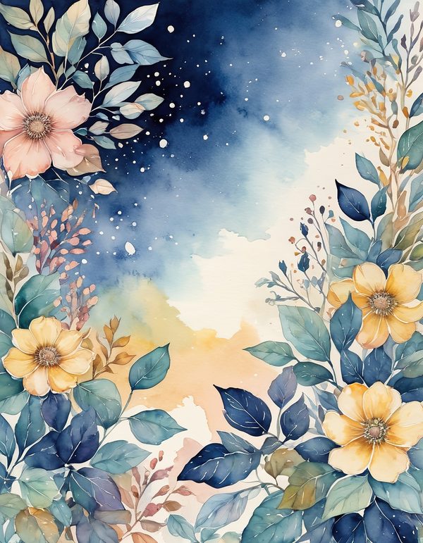 Stock Flower Navy Blue Digital Paper: 14 Printable Pages - Watercolor Floral Art - Commercial Use — image 7