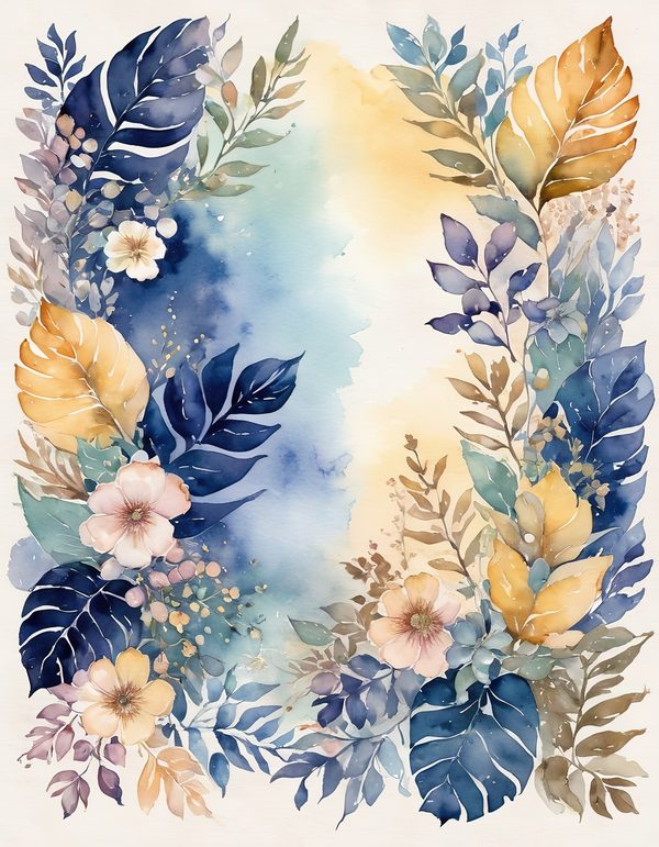 Stock Flower Navy Blue Digital Paper: 14 Printable Pages - Watercolor Floral Art - Commercial Use — image 13