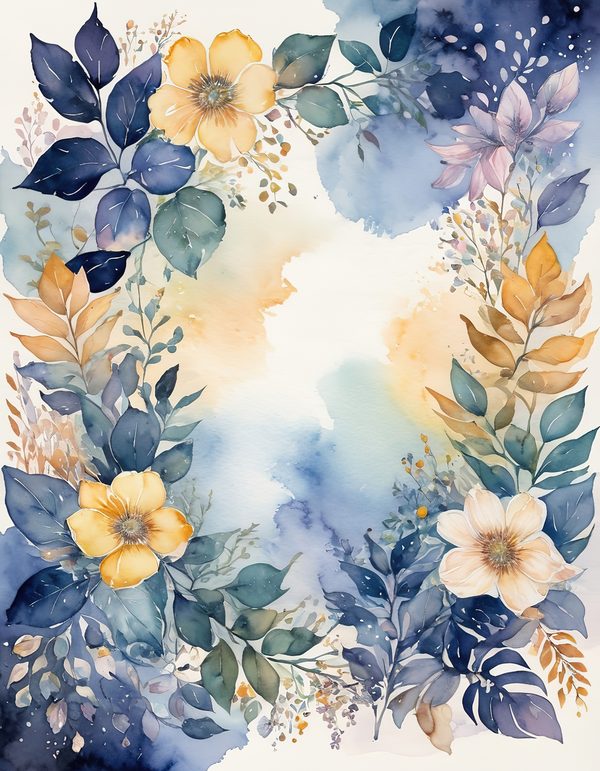 Stock Flower Navy Blue Digital Paper: 14 Printable Pages - Watercolor Floral Art - Commercial Use — image 14