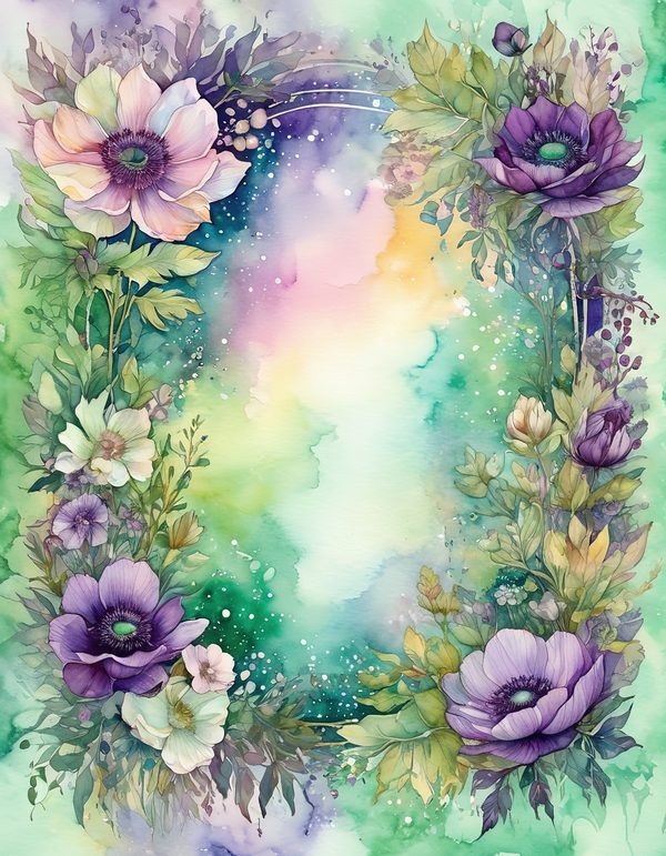 Anemone Eggplant Ginger Digital Paper: 14 Printable Pages - Watercolor Scrapbook Paper - Commercial Use — image 5