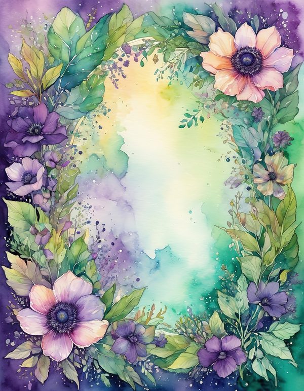 Anemone Eggplant Ginger Digital Paper: 14 Printable Pages - Watercolor Scrapbook Paper - Commercial Use — image 7