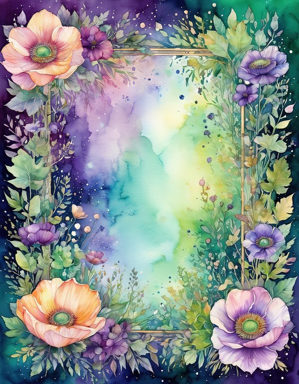 Anemone Eggplant Ginger Digital Paper: 14 Printable Pages - Watercolor Scrapbook Paper - Commercial Use — image 12