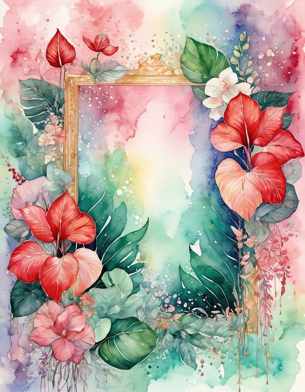 Anthurium Red Pink Digital Paper: 14 Printable Pages - Watercolor Scrapbook Paper - Commercial Use — image 6