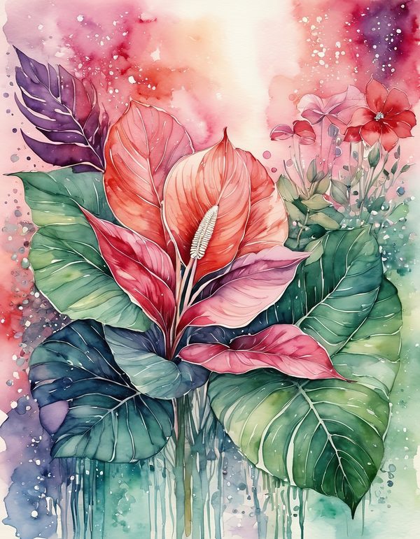 Anthurium Red Pink Digital Paper: 14 Printable Pages - Watercolor Scrapbook Paper - Commercial Use — image 8