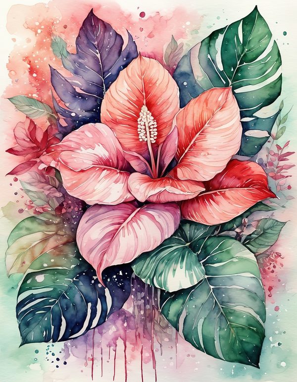 Anthurium Red Pink Digital Paper: 14 Printable Pages - Watercolor Scrapbook Paper - Commercial Use — image 10