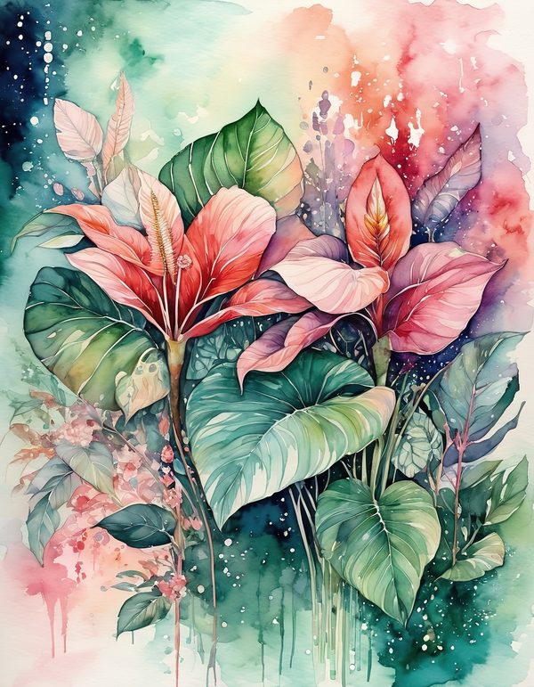 Anthurium Red Pink Digital Paper: 14 Printable Pages - Watercolor Scrapbook Paper - Commercial Use — image 14