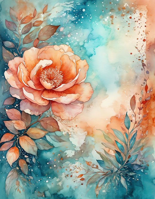 Camellia Burnt Orange Digital Paper: 14 Printable Pages - Watercolor Scrapbook Paper - Commercial Use — image 2
