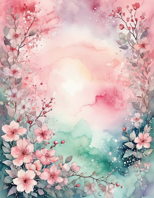 Cherry Blossom Pink Digital Paper: 12 Printable Pages - Watercolor Scrapbook Paper - Commercial Use — image 2