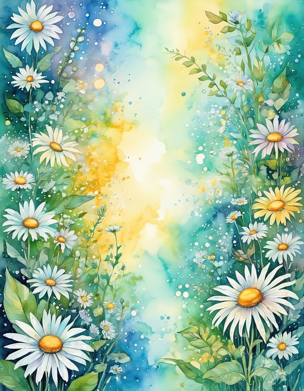Daisy Yellow White Digital Paper: 14 Printable Pages - Watercolor Scrapbook Paper - Commercial Use — image 2