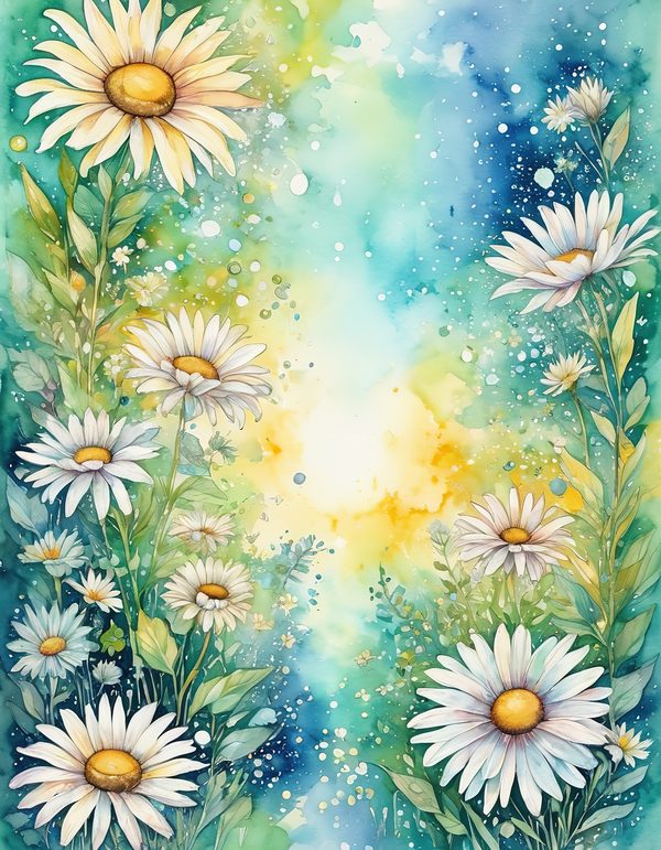 Daisy Yellow White Digital Paper: 14 Printable Pages - Watercolor Scrapbook Paper - Commercial Use — image 3