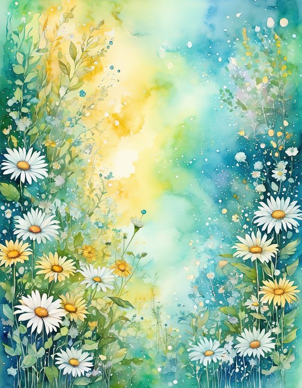Daisy Yellow White Digital Paper: 14 Printable Pages - Watercolor Scrapbook Paper - Commercial Use — image 4