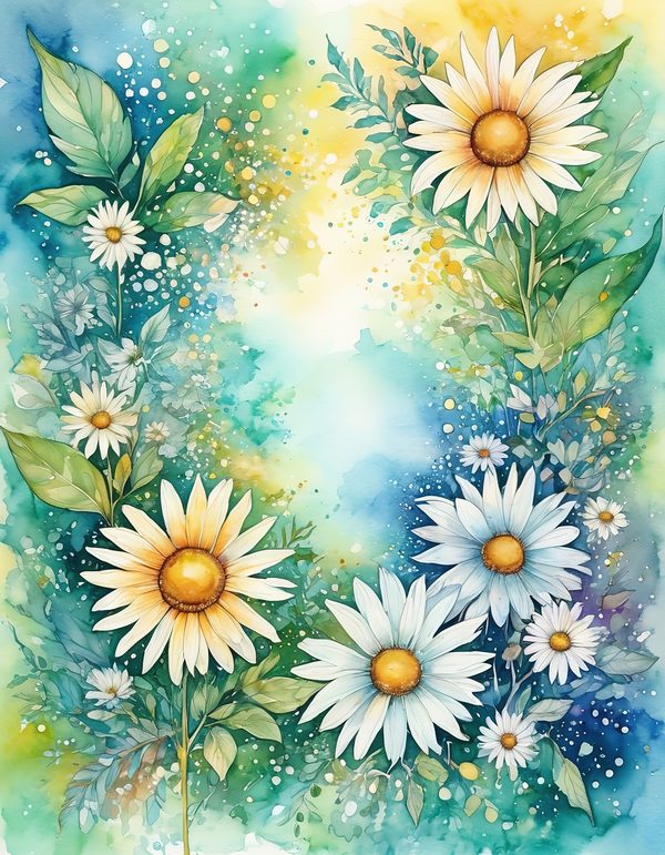 Daisy Yellow White Digital Paper: 14 Printable Pages - Watercolor Scrapbook Paper - Commercial Use — image 5