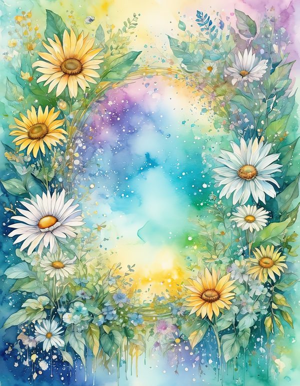 Daisy Yellow White Digital Paper: 14 Printable Pages - Watercolor Scrapbook Paper - Commercial Use — image 6
