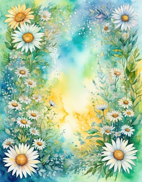 Daisy Yellow White Digital Paper: 14 Printable Pages - Watercolor Scrapbook Paper - Commercial Use — image 7