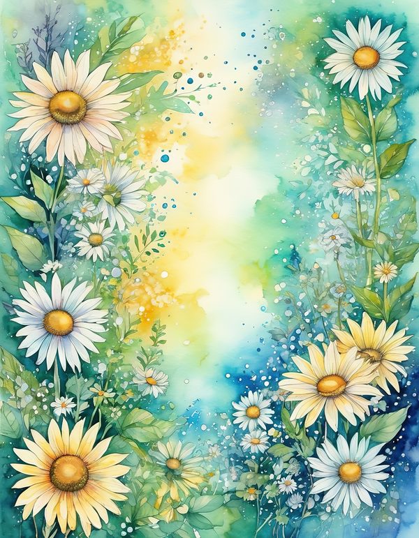 Daisy Yellow White Digital Paper: 14 Printable Pages - Watercolor Scrapbook Paper - Commercial Use — image 8