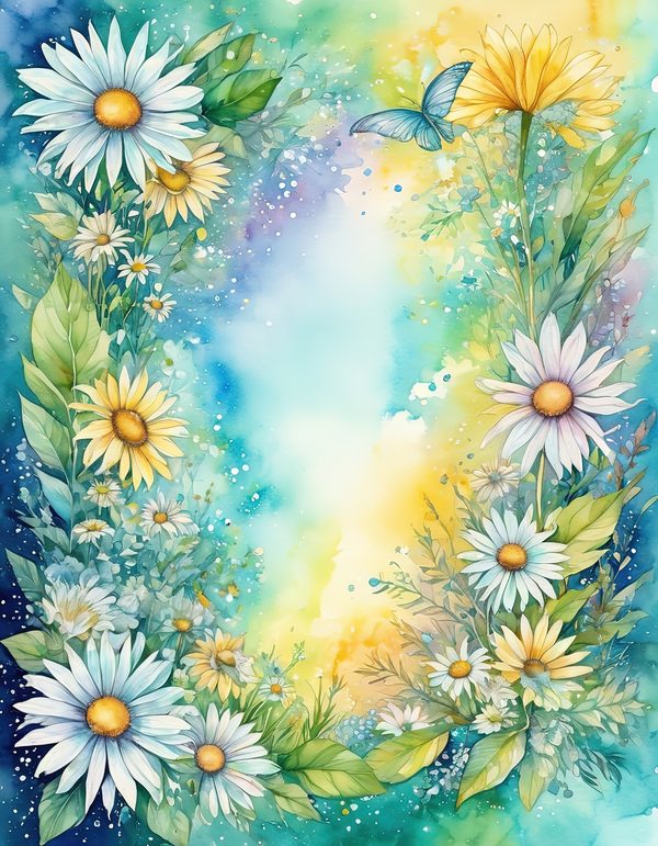 Daisy Yellow White Digital Paper: 14 Printable Pages - Watercolor Scrapbook Paper - Commercial Use — image 10
