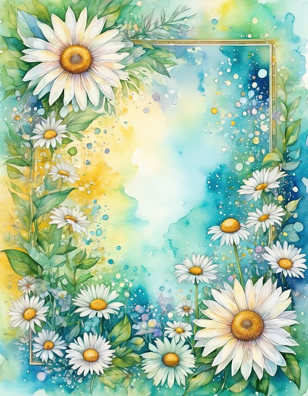 Daisy Yellow White Digital Paper: 14 Printable Pages - Watercolor Scrapbook Paper - Commercial Use — image 11