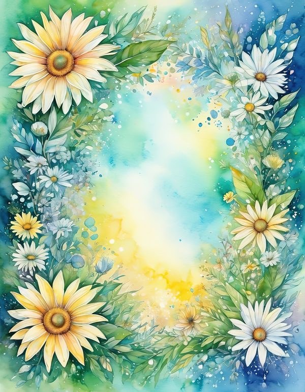 Daisy Yellow White Digital Paper: 14 Printable Pages - Watercolor Scrapbook Paper - Commercial Use — image 14
