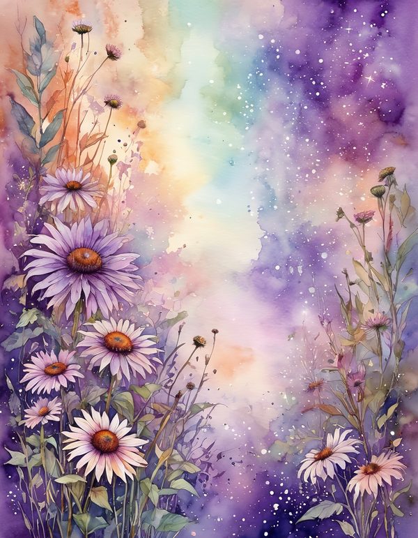 Echinacea Purple Rust Digital Paper: 14 Printable Pages - Watercolor Scrapbook Paper - Commercial Use — image 5