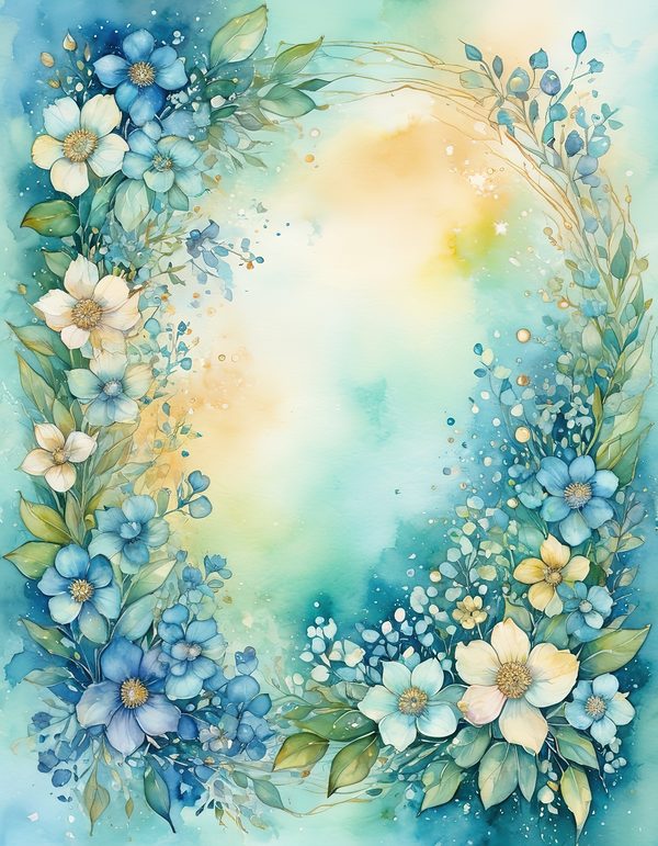 Forget Me Not Digital Paper: 13 Printable Pages - Watercolor Scrapbook Paper - Commercial Use — image 1