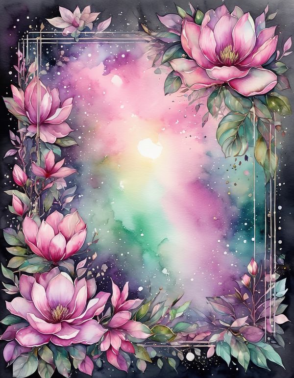Magnolia Fuchsia Olive Digital Paper: 14 Printable Pages - Watercolor Scrapbook Paper - Commercial Use — image 2