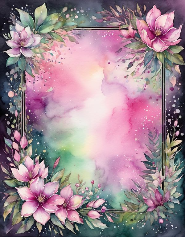 Magnolia Fuchsia Olive Digital Paper: 14 Printable Pages - Watercolor Scrapbook Paper - Commercial Use — image 4