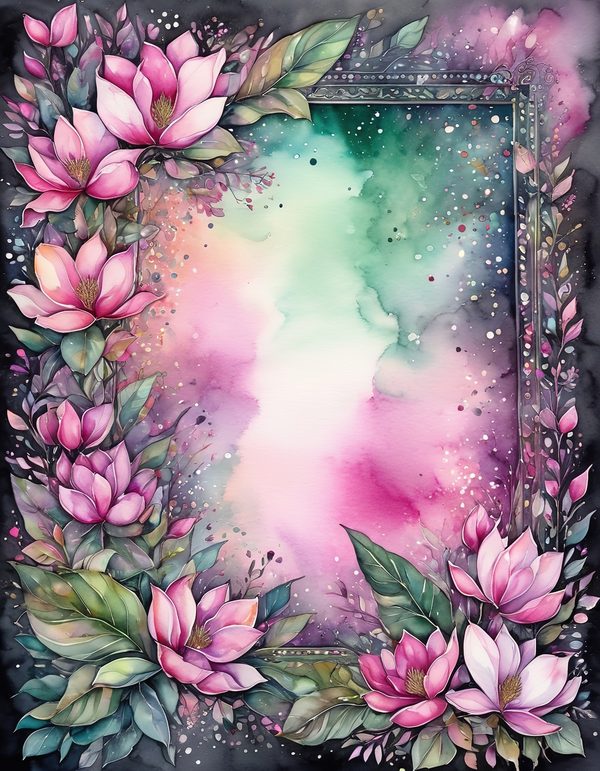 Magnolia Fuchsia Olive Digital Paper: 14 Printable Pages - Watercolor Scrapbook Paper - Commercial Use — image 5