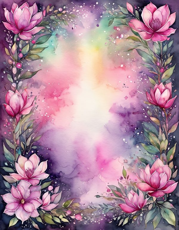 Magnolia Fuchsia Olive Digital Paper: 14 Printable Pages - Watercolor Scrapbook Paper - Commercial Use — image 7
