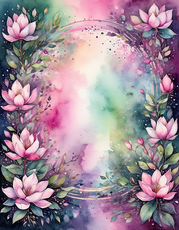 Magnolia Fuchsia Olive Digital Paper: 14 Printable Pages - Watercolor Scrapbook Paper - Commercial Use — image 9