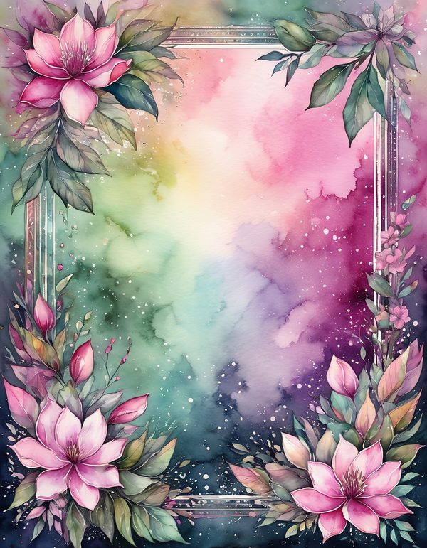 Magnolia Fuchsia Olive Digital Paper: 14 Printable Pages - Watercolor Scrapbook Paper - Commercial Use — image 10