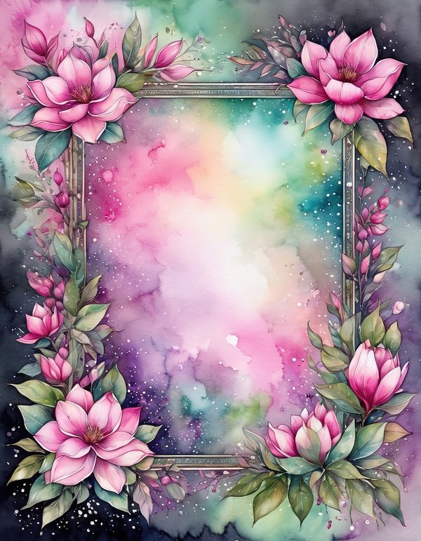 Magnolia Fuchsia Olive Digital Paper: 14 Printable Pages - Watercolor Scrapbook Paper - Commercial Use — image 13