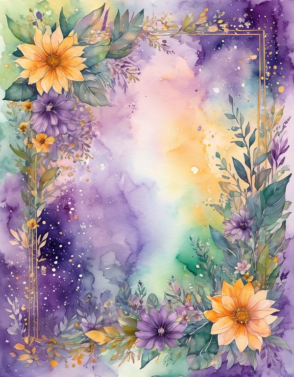 Marigold Smoky Lilac Digital Paper: 14 Printable Pages - Watercolor Scrapbook Paper - Commercial Use — image 1