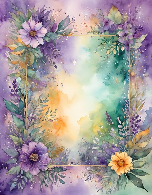 Marigold Smoky Lilac Digital Paper: 14 Printable Pages - Watercolor Scrapbook Paper - Commercial Use — image 6