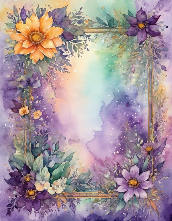 Marigold Smoky Lilac Digital Paper: 14 Printable Pages - Watercolor Scrapbook Paper - Commercial Use — image 8