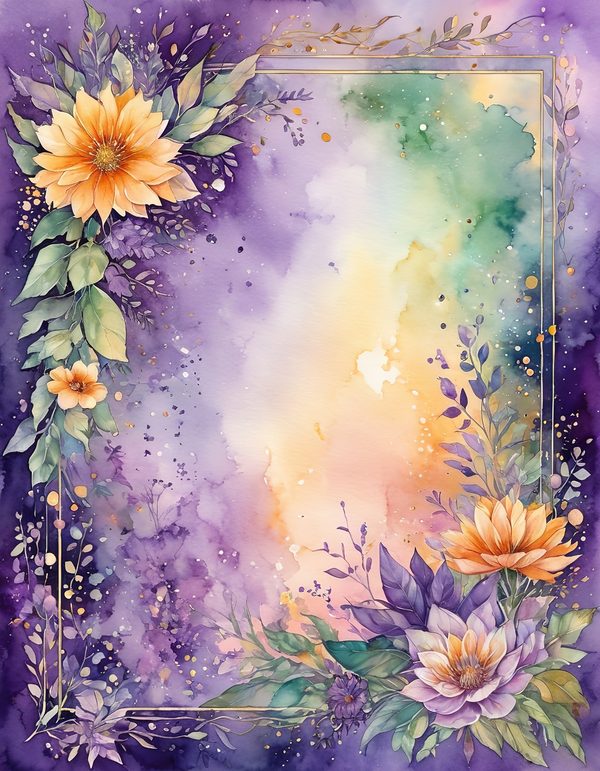 Marigold Smoky Lilac Digital Paper: 14 Printable Pages - Watercolor Scrapbook Paper - Commercial Use — image 11