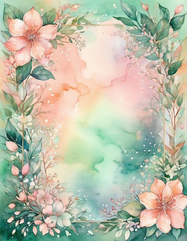 Peach Blossom Blush Digital Paper: 14 Printable Pages - Watercolor Scrapbook Paper - Commercial Use — image 1