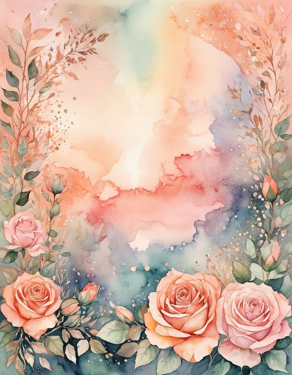 Peach Rose Soft Digital Paper: 13 Printable Pages - Watercolor Scrapbook Paper - Commercial Use — image 3