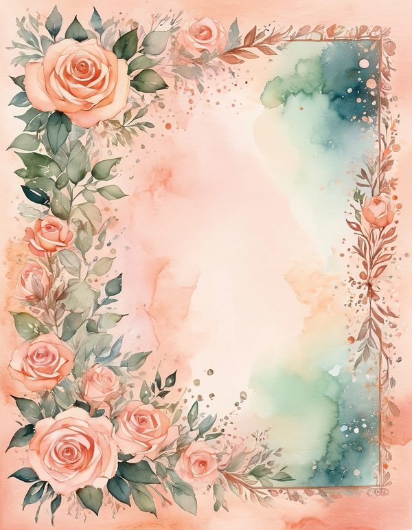 Peach Rose Soft Digital Paper: 13 Printable Pages - Watercolor Scrapbook Paper - Commercial Use — image 4