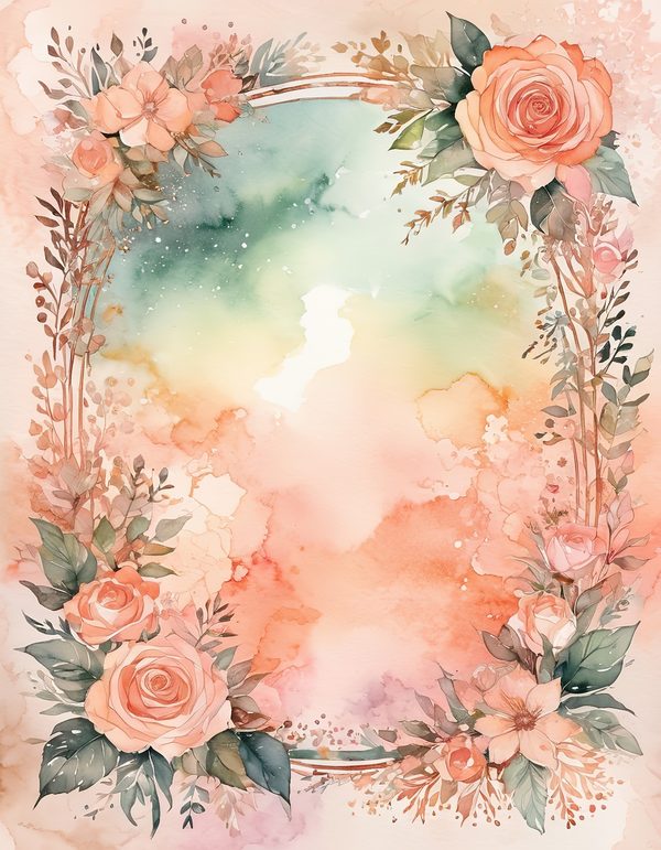 Peach Rose Soft Digital Paper: 13 Printable Pages - Watercolor Scrapbook Paper - Commercial Use — image 5