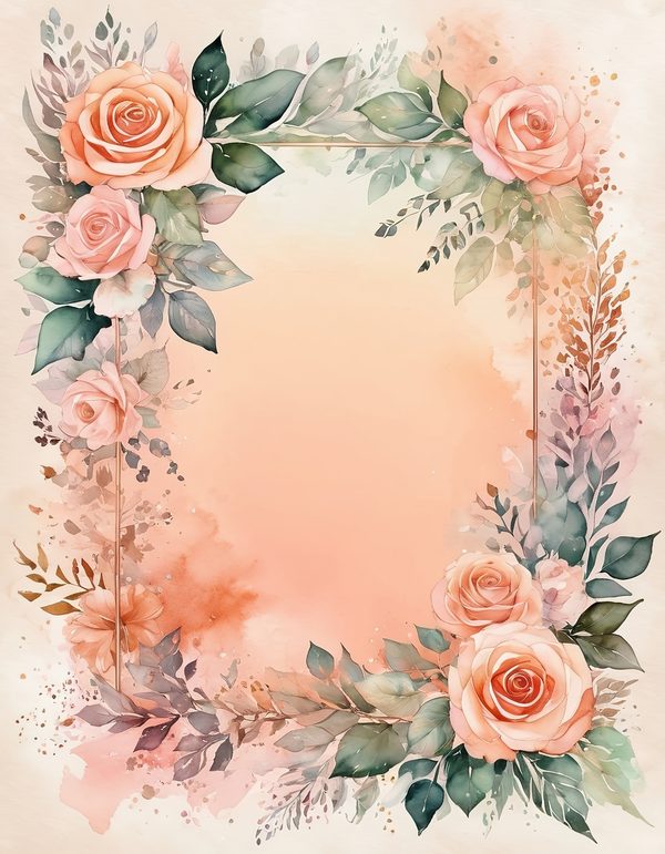 Peach Rose Soft Digital Paper: 13 Printable Pages - Watercolor Scrapbook Paper - Commercial Use — image 6