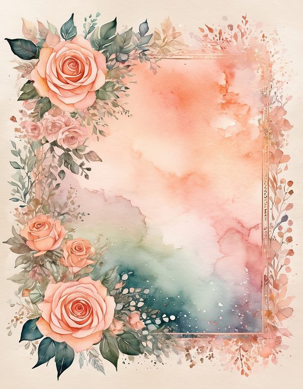 Peach Rose Soft Digital Paper: 13 Printable Pages - Watercolor Scrapbook Paper - Commercial Use — image 7