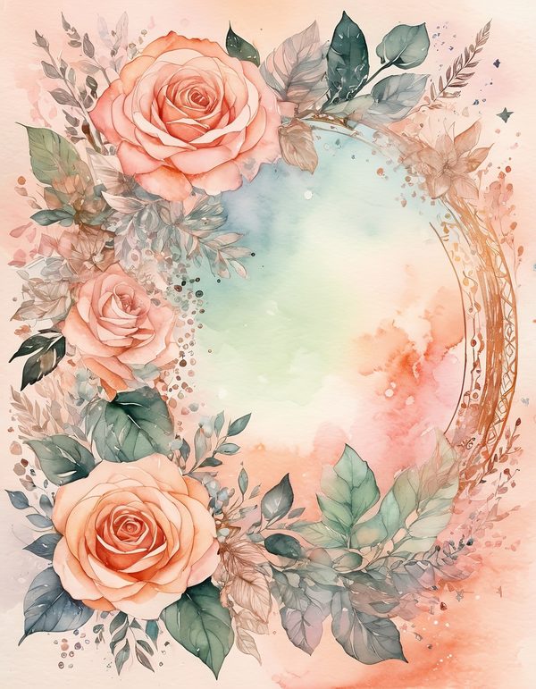 Peach Rose Soft Digital Paper: 13 Printable Pages - Watercolor Scrapbook Paper - Commercial Use — image 8