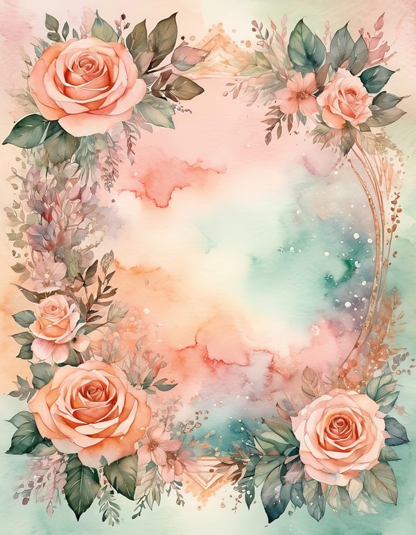 Peach Rose Soft Digital Paper: 13 Printable Pages - Watercolor Scrapbook Paper - Commercial Use — image 9