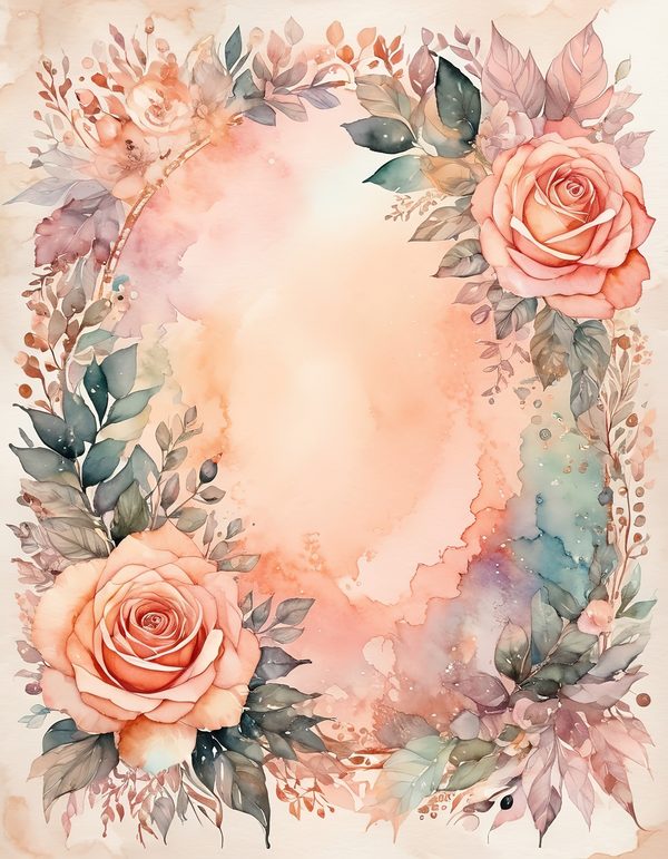 Peach Rose Soft Digital Paper: 13 Printable Pages - Watercolor Scrapbook Paper - Commercial Use — image 10