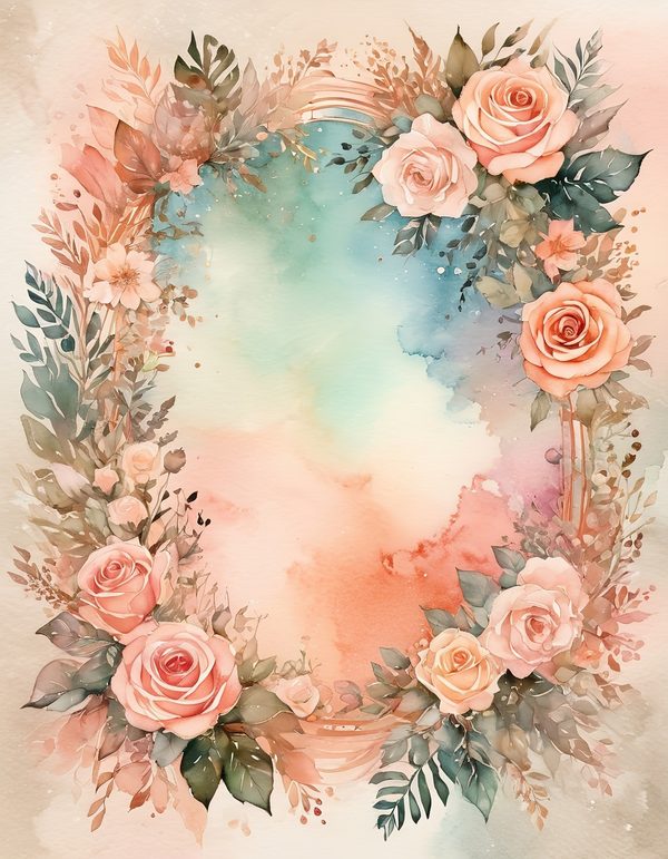 Peach Rose Soft Digital Paper: 13 Printable Pages - Watercolor Scrapbook Paper - Commercial Use — image 11
