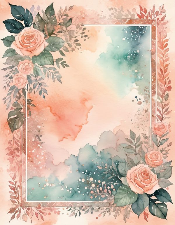 Peach Rose Soft Digital Paper: 13 Printable Pages - Watercolor Scrapbook Paper - Commercial Use — image 12
