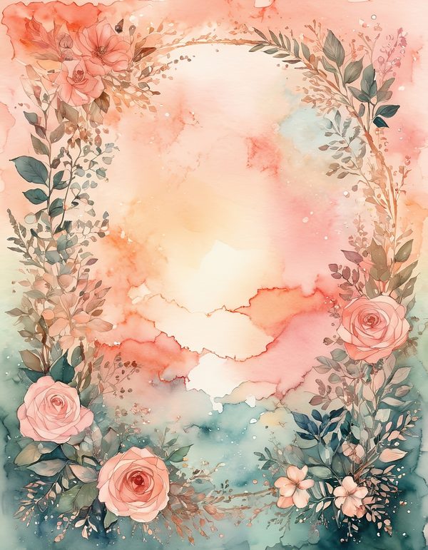 Peach Rose Soft Digital Paper: 13 Printable Pages - Watercolor Scrapbook Paper - Commercial Use — image 13